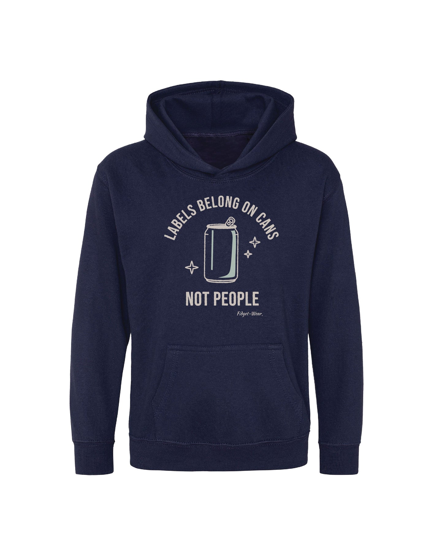 Fidget-Wear Labels Belong On Cans Youth Graphic Hoodie